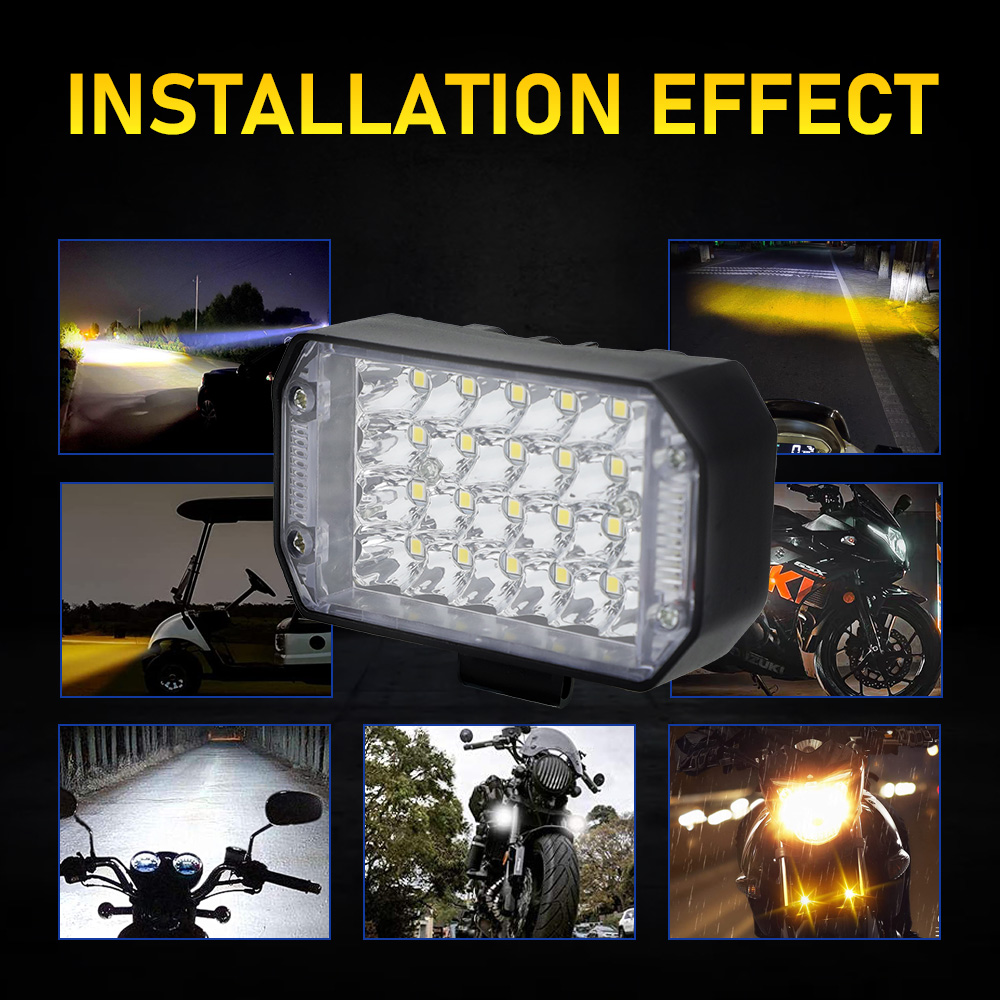 Aluminum Casing 24 Beams White Yellow Flash Motorcycle Spotlight