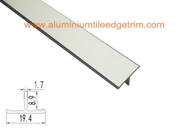 Polished silver T shaped tile edging trim