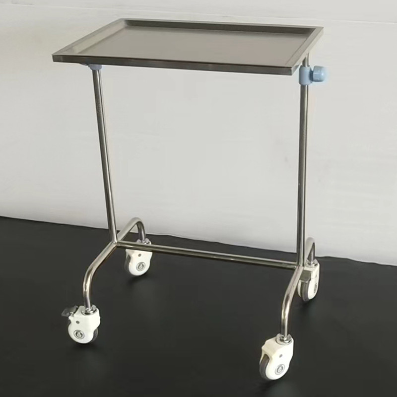 Stainless Steel Mayo Table Surgical Instrument Table Adjustable Height Hold Sterile Supplies