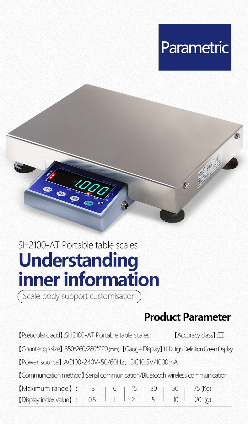 30KG Waterproof Bluetooth Digital Table Scale with Voice Command and Food-Grade Material