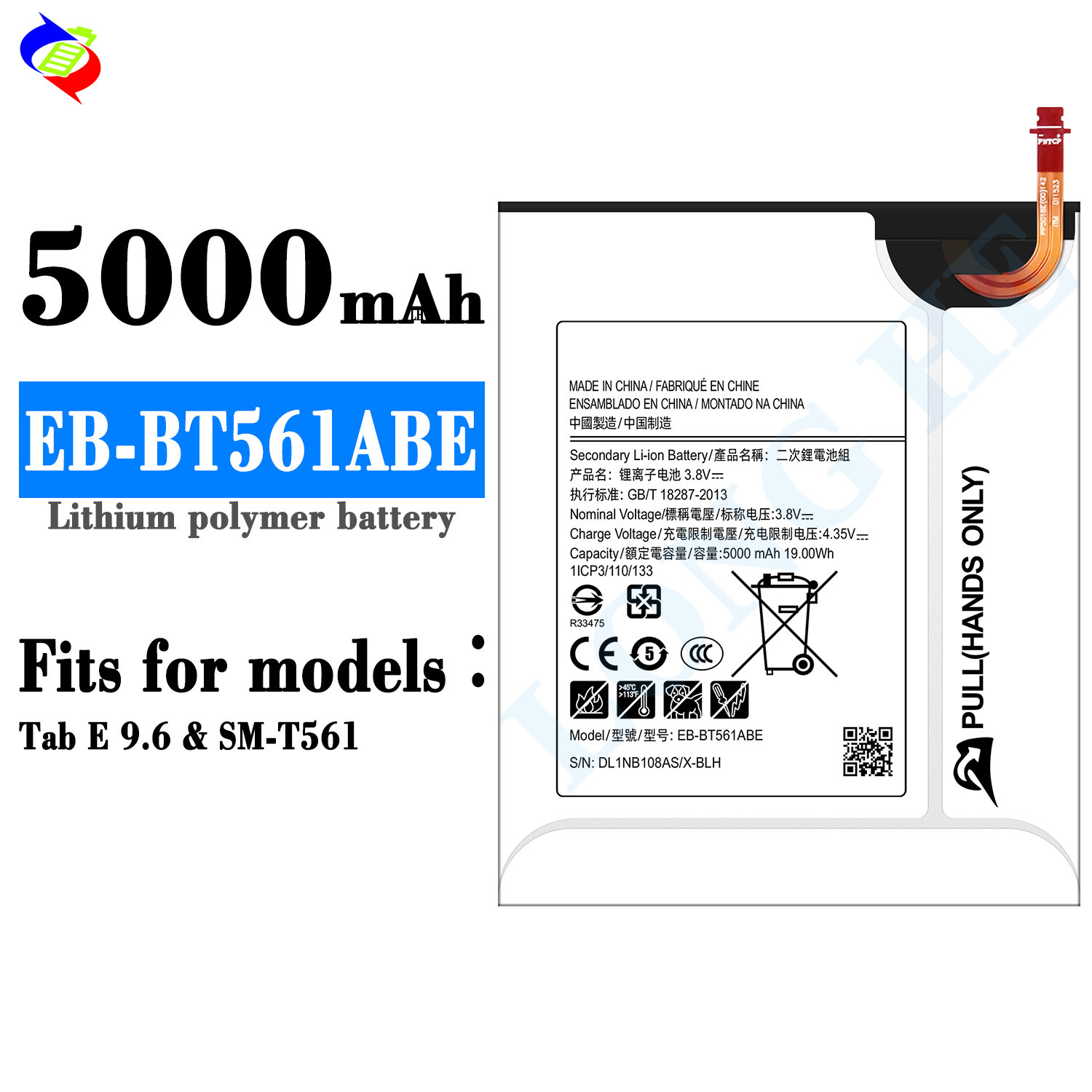 100% original replacement battery EB-BT561ABE for Samsung Galaxy Tab E 9.6 T560 T561 battery