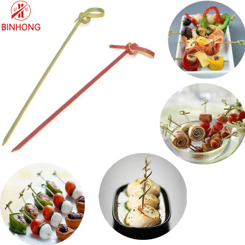 Disposable Bamboo Looped Fruit Skewer Sticks