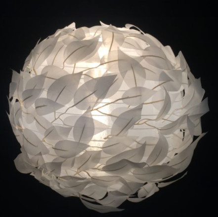 White Faux Linen Bedside Lamp Shades E26 Leaves Light Shade D300