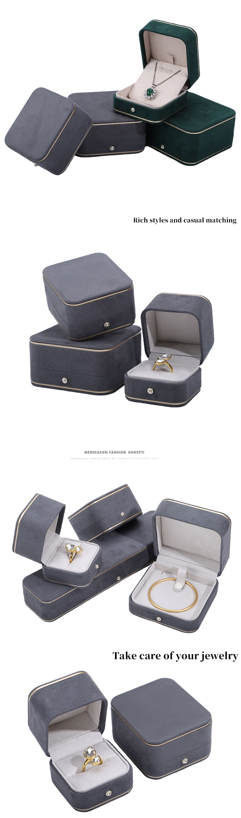 Jewelry Packaging Hanhong Custom Velvet Box for Necklace Bracelet Earrings and Ring
