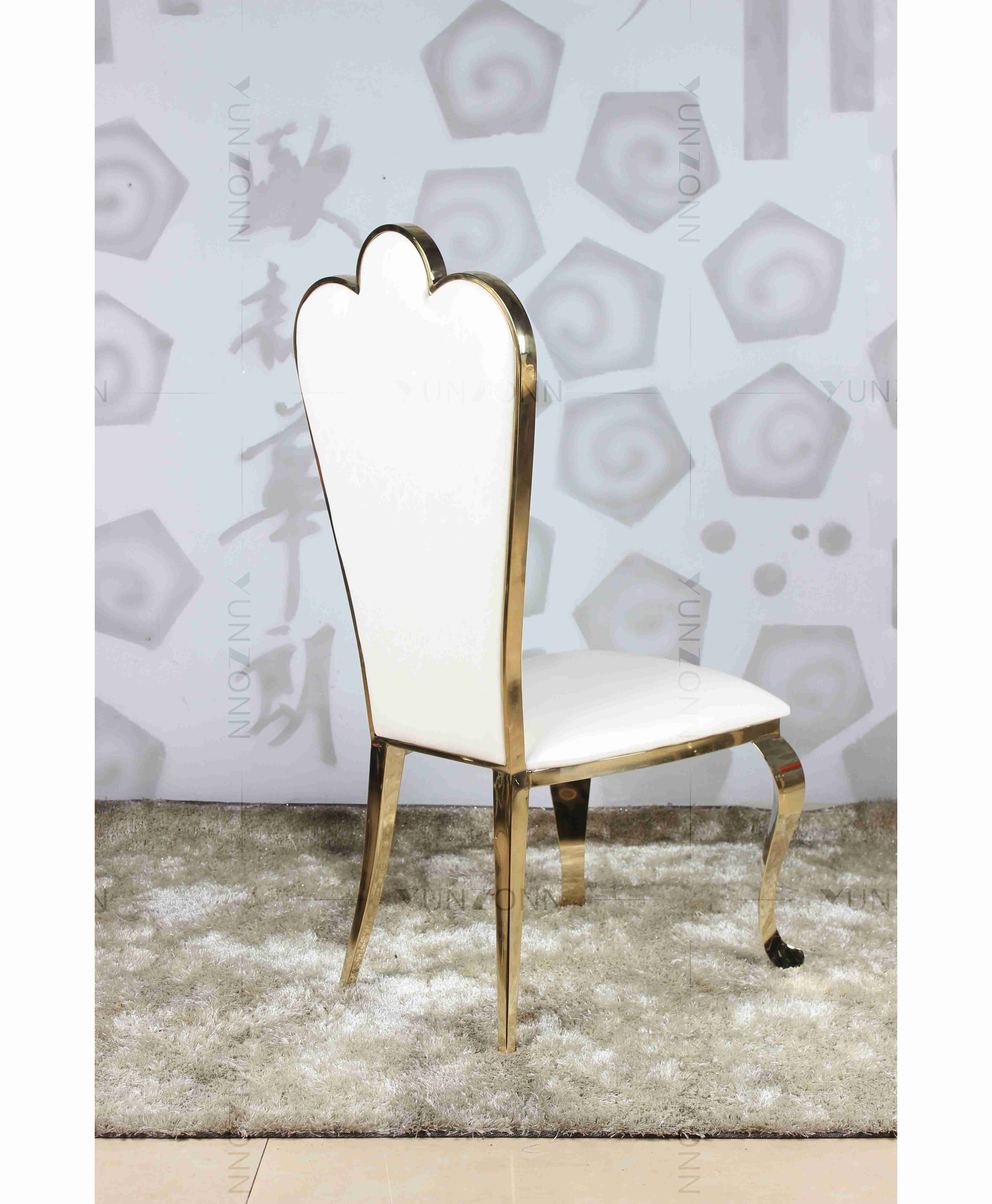 White PU wholesale banquet chairs wedding stainless steel gold chair