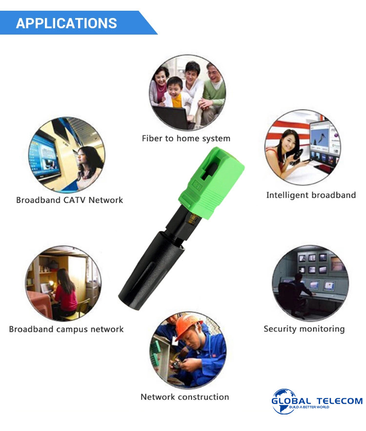 ISO9001 Ftth Fast Connector , Sc Apc Quick Connector 20N Tension