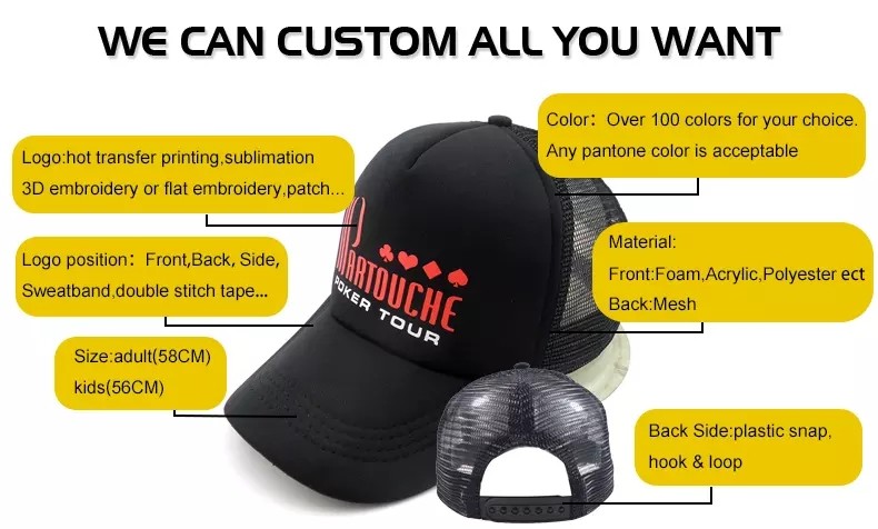 Custom Embroidery Summer Breathable Mesh Trucker Cap