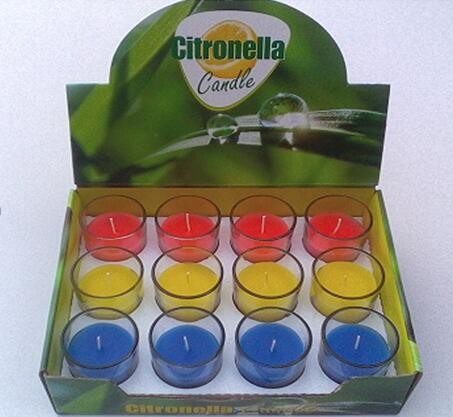 12pk 100% paraffin glass scented candle with citronella packed into gift box