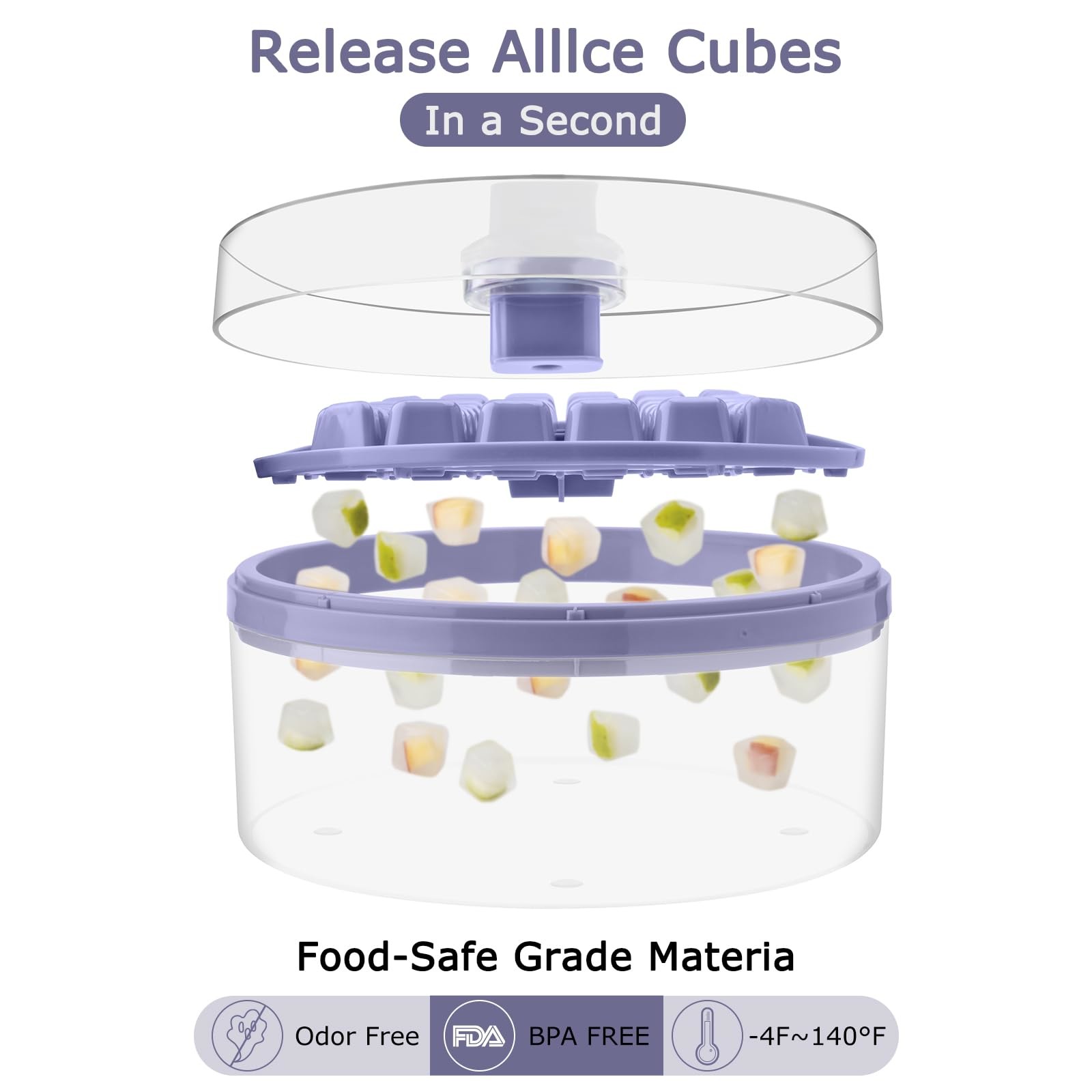 Ice Cube Trays Mold With Lid And Bin For Whiskey Cocktail Juice Coffee
