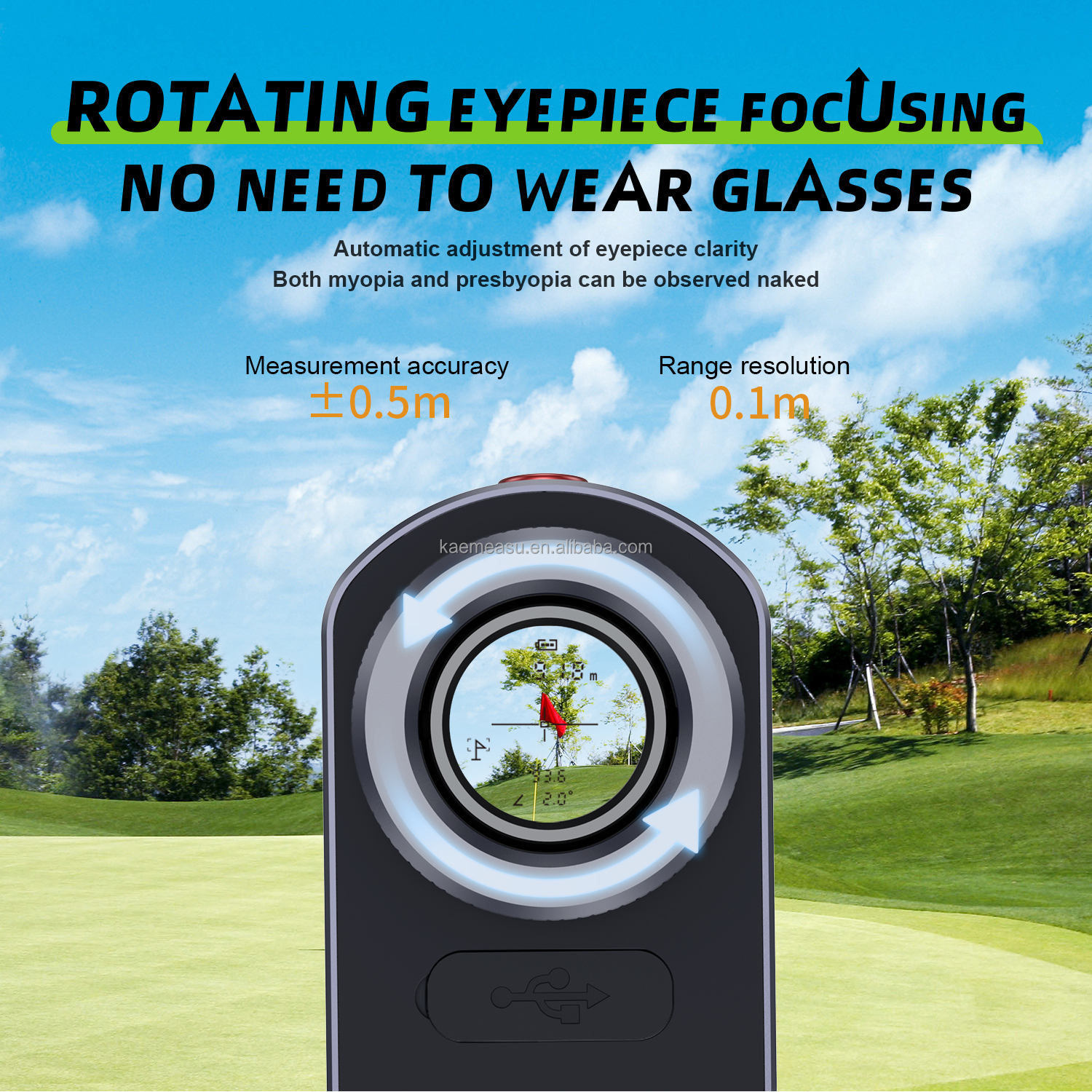 Silver Premium Voice Broadcast Laser Rangefinder