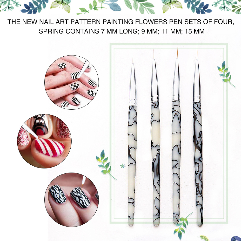 3D Tip DIY Nail Painting Brush Acrylic UV Gel Flower Line Grid Nail Marble Pen