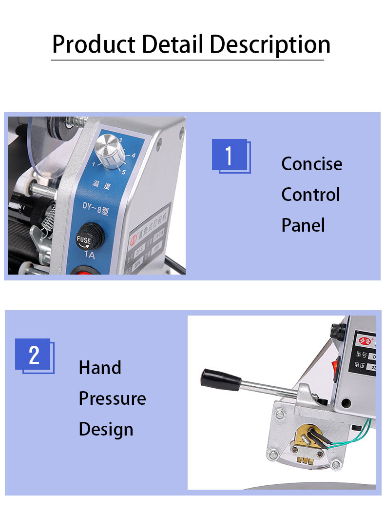 DUOQI DY8 Manual Hot Stamp Ribbon Number Expiry Date Coder Printer for Direct Supply