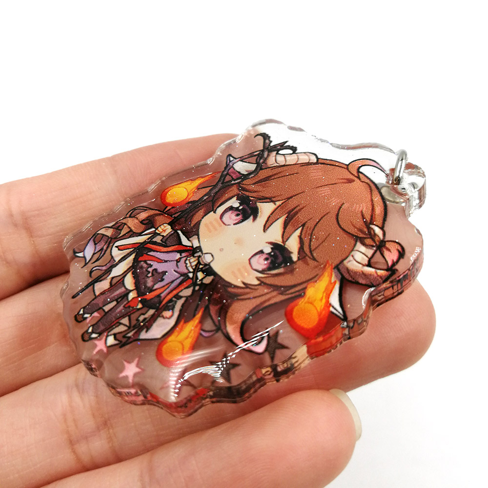 Custom Design Anime Character Print Epoxy Glitter Custom Printing Acrylic Charms Key chains