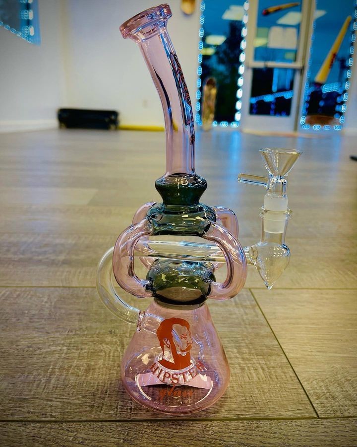 11Inches Recycler Oil Rig Glass Smoking Pipe with 14mm Quartz Banger