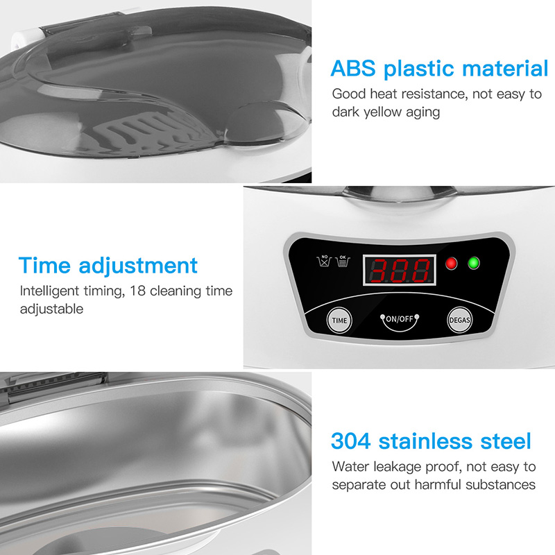 Skymen 0.6L 35W Sonic Ultrasonic Jewelry Cleaner Onboard Buttons