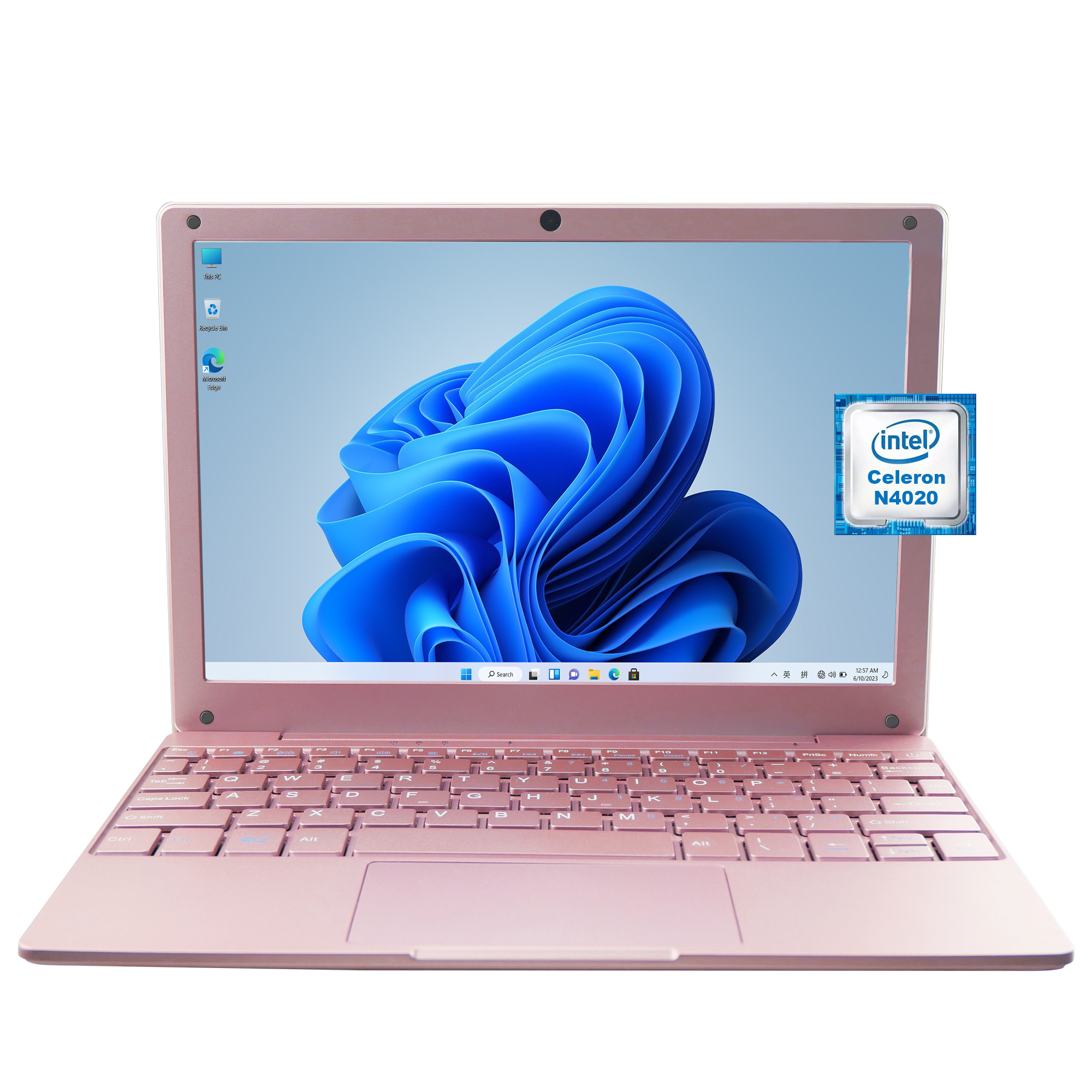 Slim Laptop 10.1 Inch IPS Panel Dual Core Intel 8GB DDR4 SSD English Keyboard Windows OS Students Business made of ABS material
