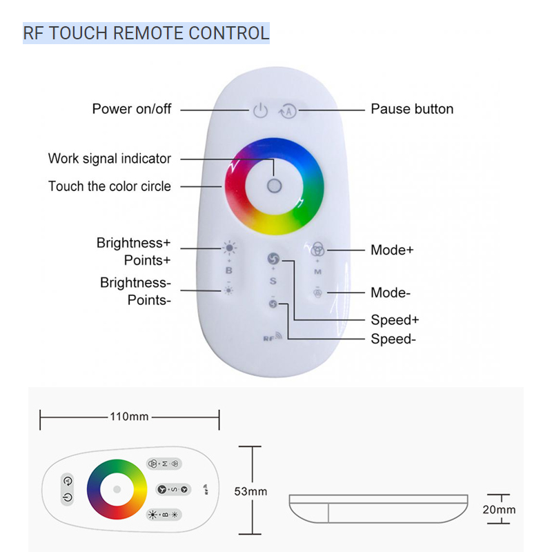 RF RGB Touch LED Pixel Controller Addressable For WS2812 WS2813 Strip Light