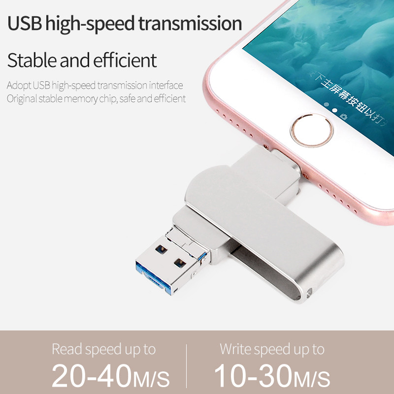 Silver OTG USB Flash Drives Fast and Easy Data Transfer with Plug And Play Function