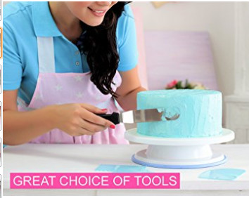 FBT010603 cake decoration kit include turntable stand,piping tips,icing bags,spatula etc.