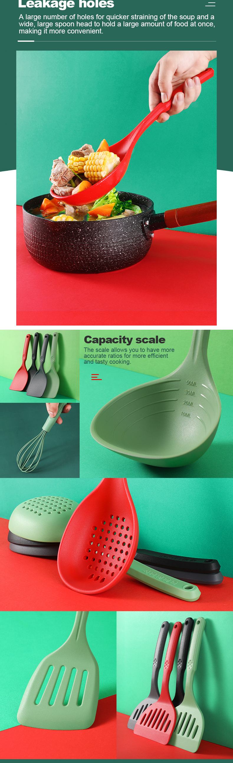 Reusable Seamless Silicone Cooking Utensils Set With SS Core