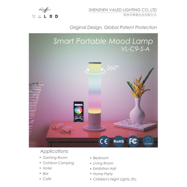 Rechargeable Portable Table Lamp with 2700K Warm White LED and APP Control