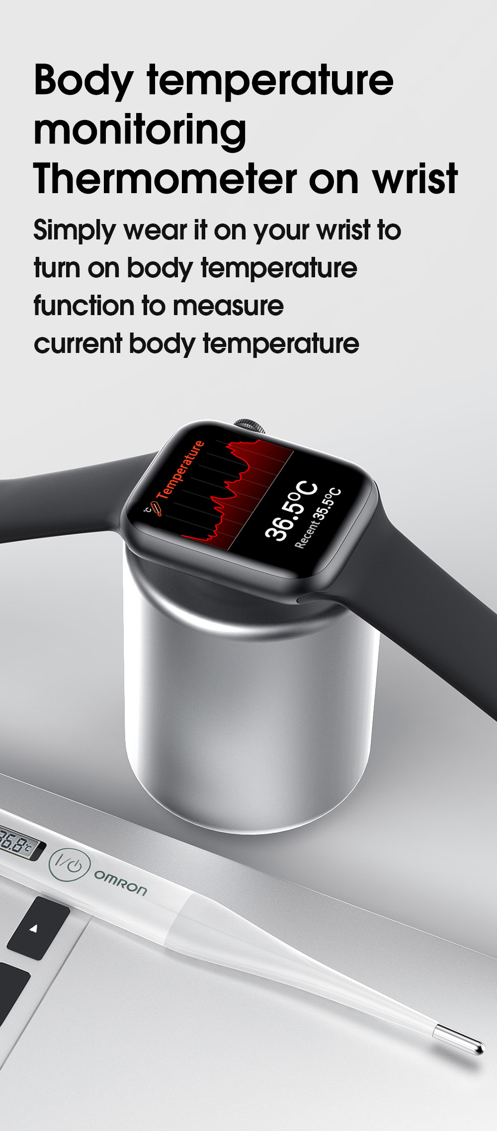 Magnetic Charger W16 1.75 Inch Iwo13 IP68 Waterproof Smart Watch