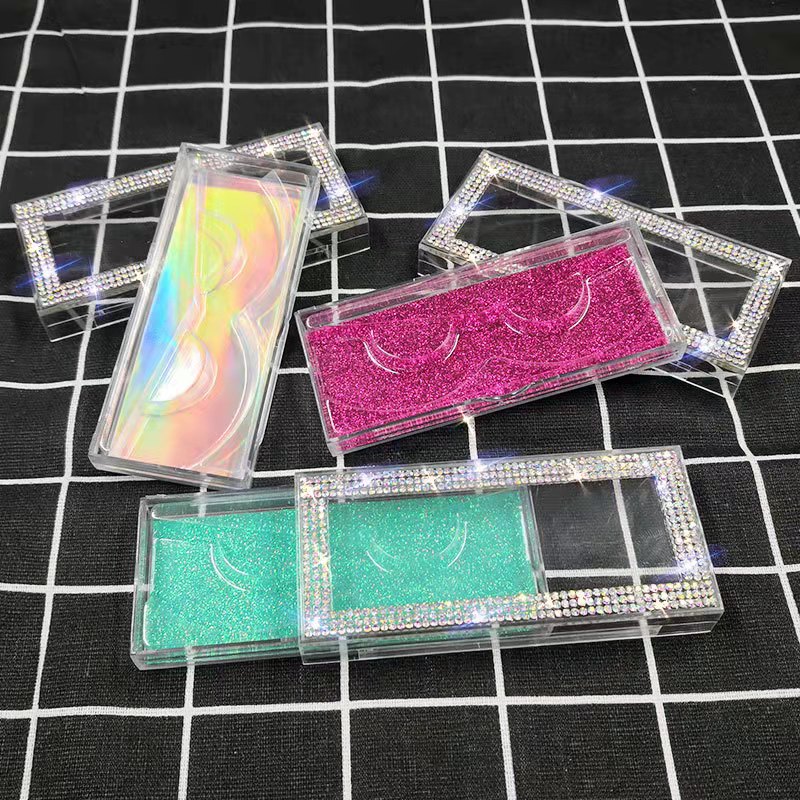 Custom Recyclable Glitter Flip Eyelash Paper Packaging Box hot foil