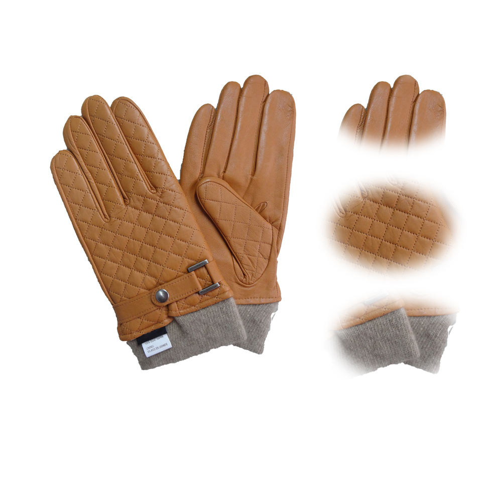 Dobby Style Mens Black Leather Gloves , Mens Leather Dress Gloves With Belt