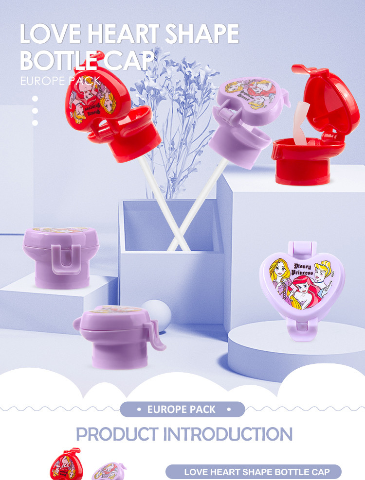 Heart-shaped Cartoon design child resistance cap cute plastic water bottle caps with straw