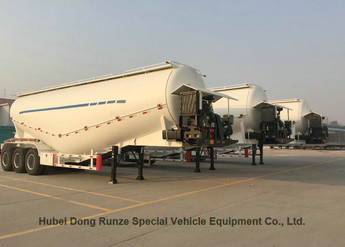 Steel Bulk Powder Cement Hauling Trailers , Cement Semi Trailer 58cbm 3 Axle