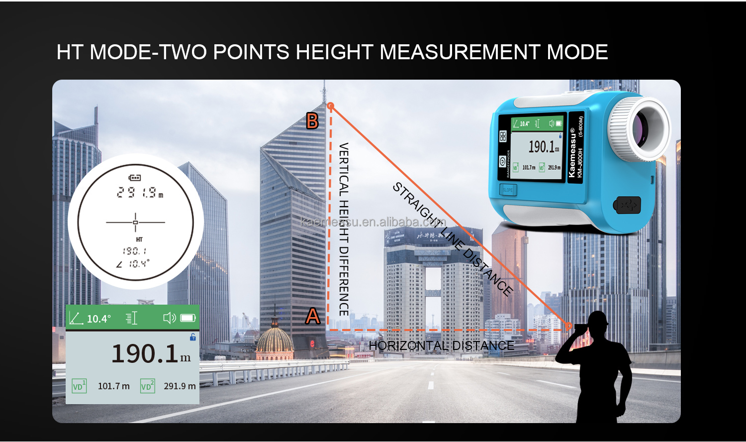 J Upgraded LCD Screen Golf Sport Laser Range Finder 1500m Optical Instruments Hunting Diastimeter Magnification 6.5X Blue
