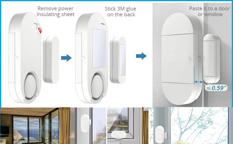 Door Alarm For Home With Remote 130dB Wireless Windows Security Sensor Alert For Pool Door Kids Safety