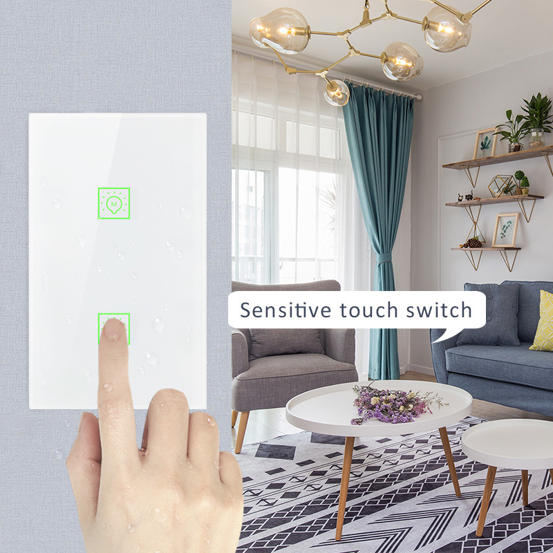 Smart Home Voice Control Eu Us Smart Wifi Wall Touch Switch 1/2/3 Gang Glass Panel Fan Light Switch Smart Home