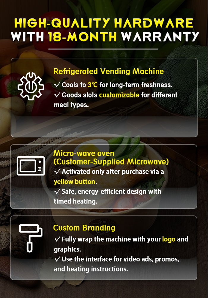 Durable Frozen Food Vending Machine with 21.5 Inch Touch Screen 24/7 Access and Wi-Fi 3G/4G SIM LAN Connectivity