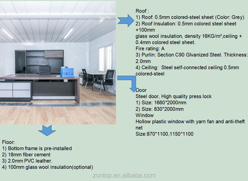 Zontop China Luxury Two Story Prefabricated Modular Home Container House