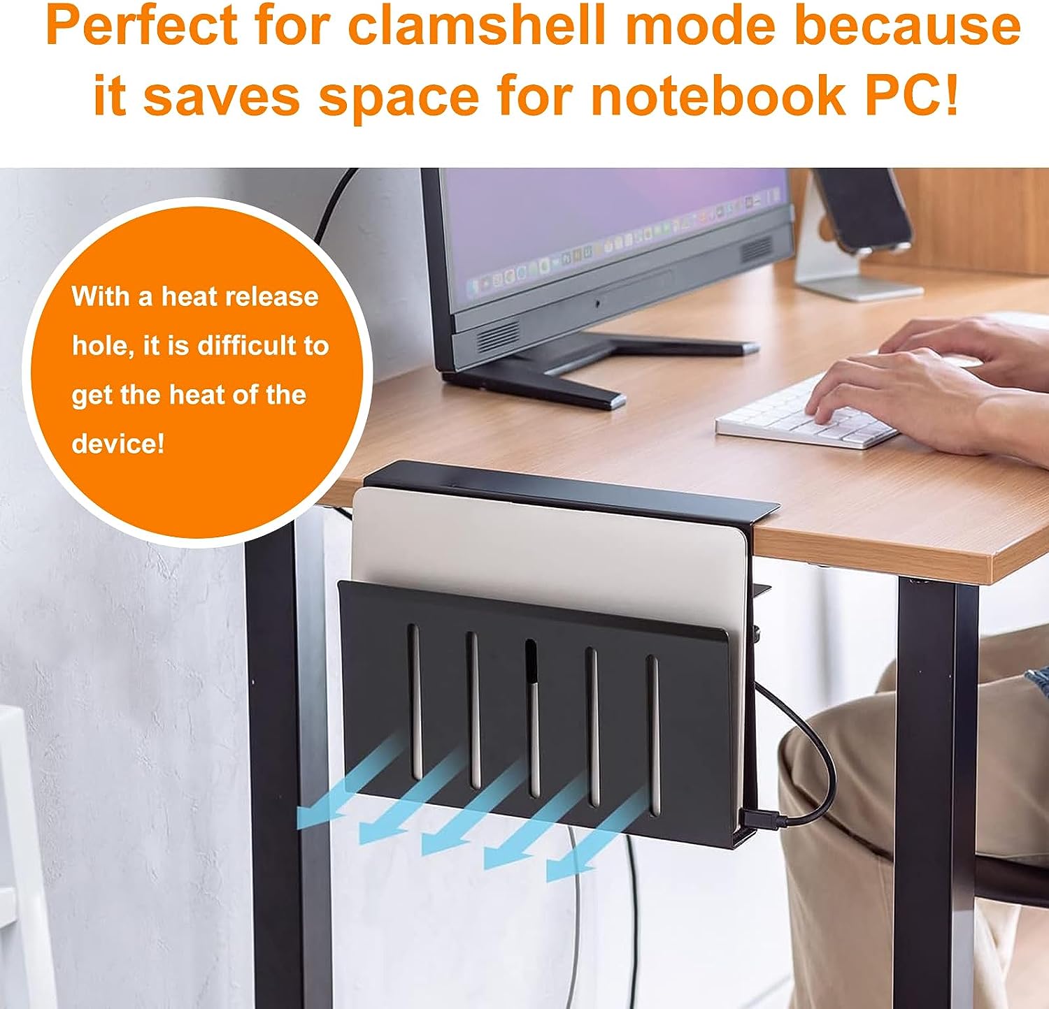Nonstandard Vertical Storage Under Desk Laptop Holder with Steel Hanging Desk Organizer