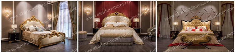 kingbed Furniture for bedroom modern royal luxury master wooden bed TA-028