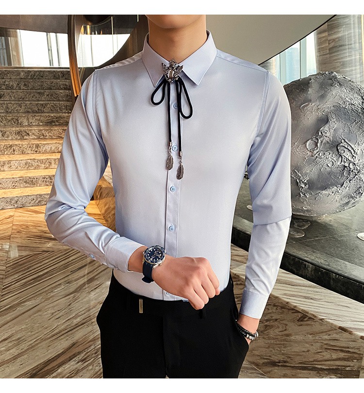 5000 Men's Formal Shirts in Casual Slim Cotton Long-Sleeved Design for Customization