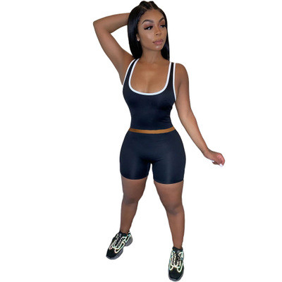 Sexy Sleeveless Vest Shorts Sport Clothes Set 13 Pure Colors