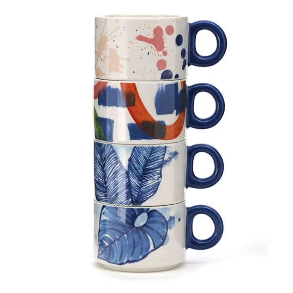 7oz Custom Pattern Mugs Ceramic Coffee Mug Cute Mini Cup Stacking Ceramic Mugs