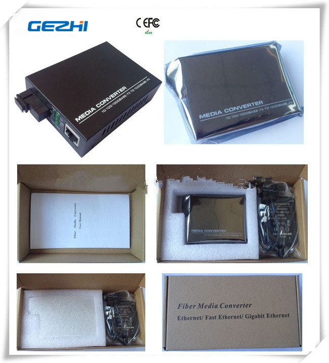 SM/MM Single SFP 4 RJ45 port 1000base 80km media converter 10/100