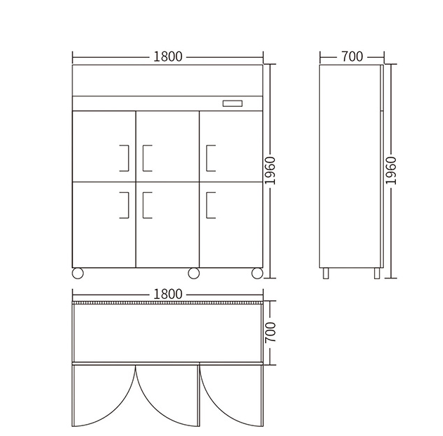 Commercial Fridge Freezer Refrigerator Stainless Steel Vertical Chiller with 4 Doors
