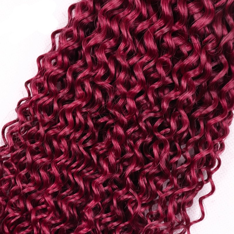 #T1B/Burgundy Kinky Curly Remy Human Hair Bundles Sew In Weave Bundles Brazilian Bundle Deals