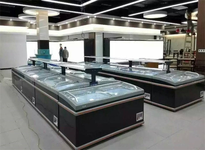 Black Commercial Display Freezer Static Cooling System Shelf Adjustable
