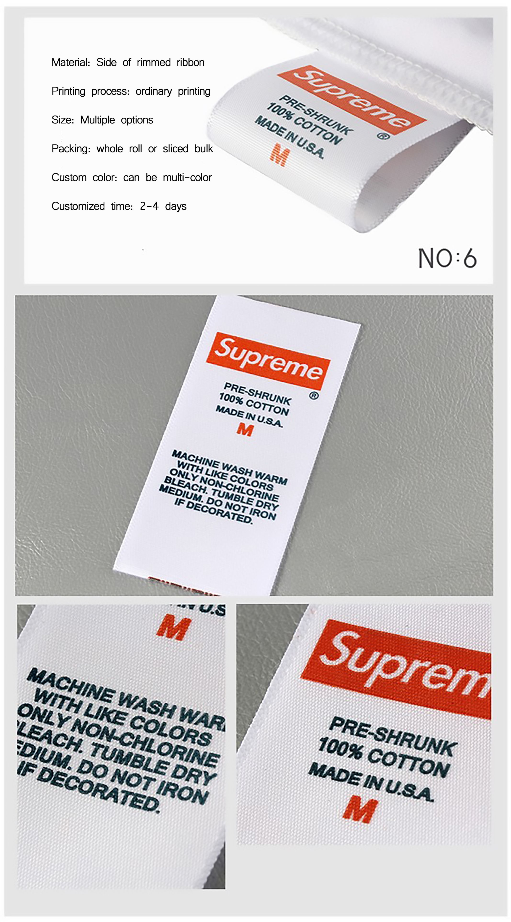 Custom embossed clothing label for Bags Shoes which wash label Top OEM Customized size label clothing