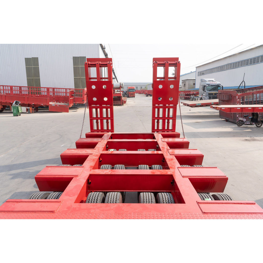 China Manufacture Heavy Duty Gooseneck Low Bed Excavator Construction Machinery Transportation Semi Trailer