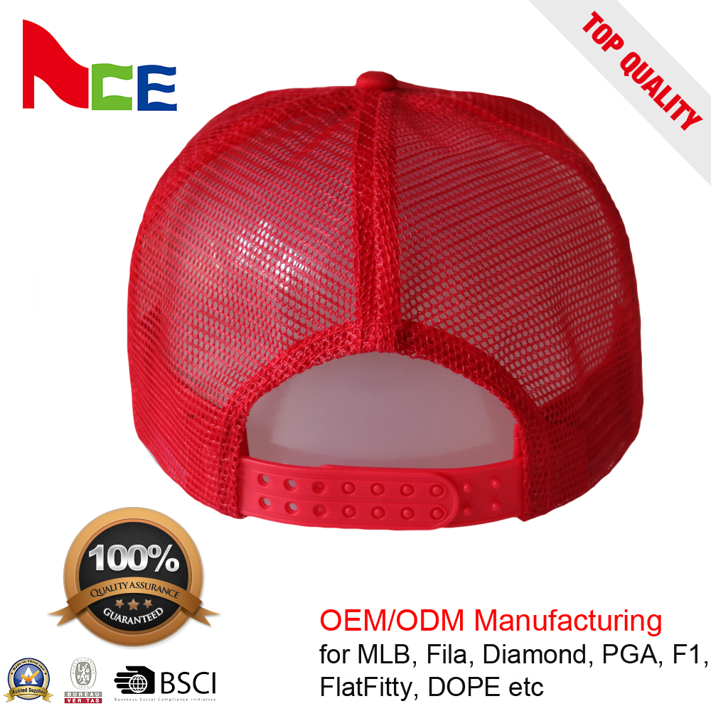 Beautiful Red Blank Mesh Trucker Cap , Premium Design Mens 5 Panel Caps