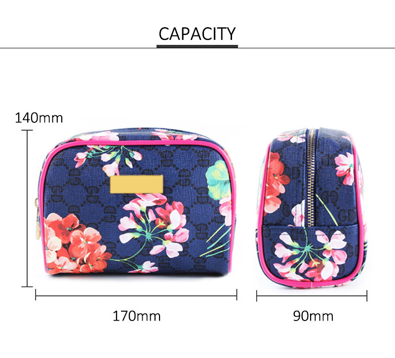 Waterproof Floral Printed Canvas Custom Cosmetic Bag