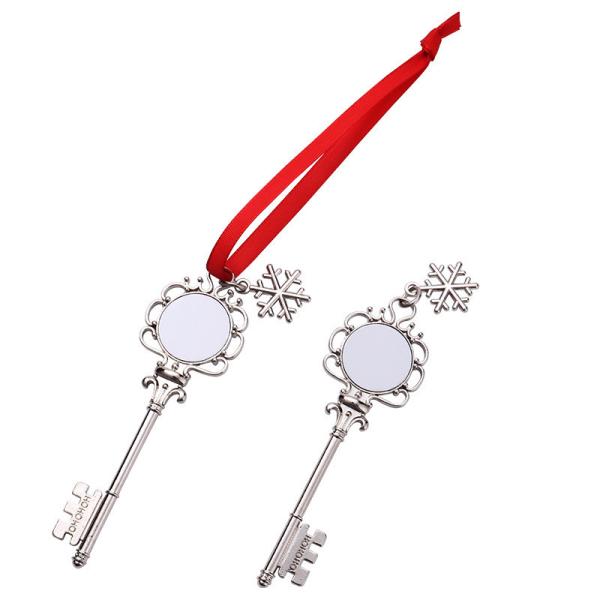 Sublimation Christmas Key Pendant Blanks Snowflake Ornament Metal Christmas