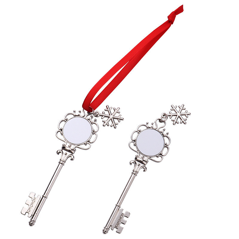 Sublimation Christmas Key Pendant Blanks Snowflake Ornament Metal Christmas Decorations